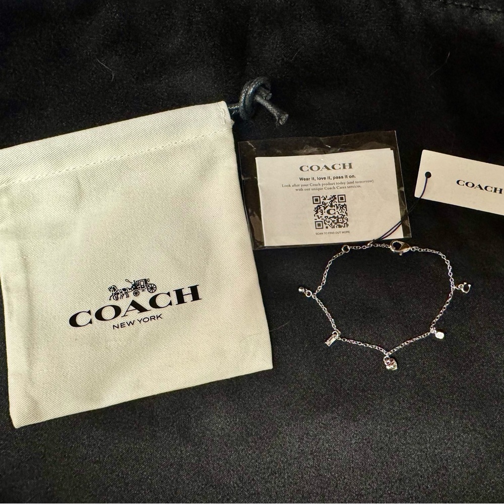 Coach Silver Charm Bracelet with Logo Accents - Picture 4 of 4